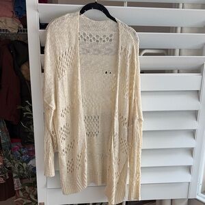 Cream Open-Knit Women's Sweater